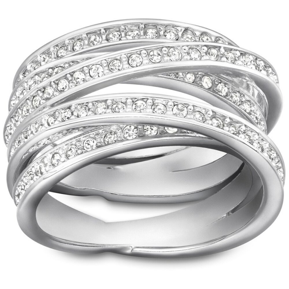 Swarovski Crystal Rhodium-plated Spiral Ring • 1156306 • Size 58, NIB!